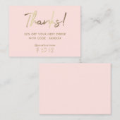 Pastellrosa Imitate Gold Danke Visitenkarte (Vorne/Hinten)