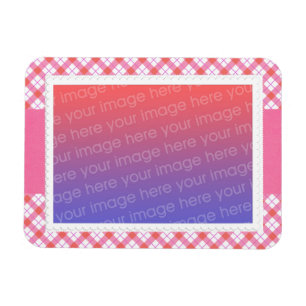 Pastellrosa Karierte Foto-Rahmenmagnete Magnet