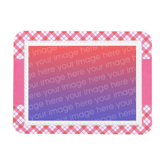 Pastellrosa Karierte Foto-Rahmenmagnete Magnet (Horizontal)