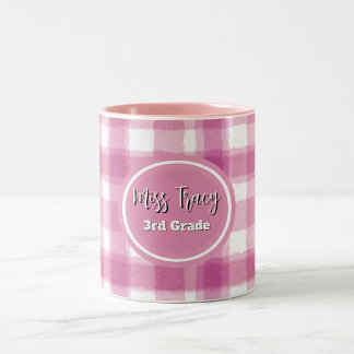 Pastellrosa Karo individuell  Zweifarbige Tasse
