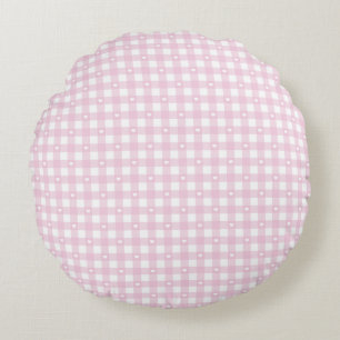 Pastellrosa Karos Rundes Kissen