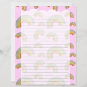 Pastellrosa Kawaii-Regenbogen-Schreibwarenpapier (Vorderseite)