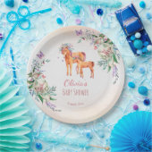 Pastellrosa Kinderpferd mit Mutter-Baby-Dusche Pappteller (Party)