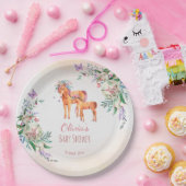 Pastellrosa Kinderpferd mit Mutter-Baby-Dusche Pappteller (Party)