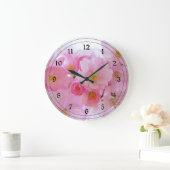 Pastellrosa Kirschblüten Große Wanduhr (Zuhause)