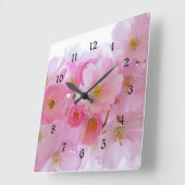 Pastellrosa Kirschblüten Quadratische Wanduhr (Winkel)