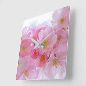 Pastellrosa Kirschblüten Quadratische Wanduhr (Winkel)
