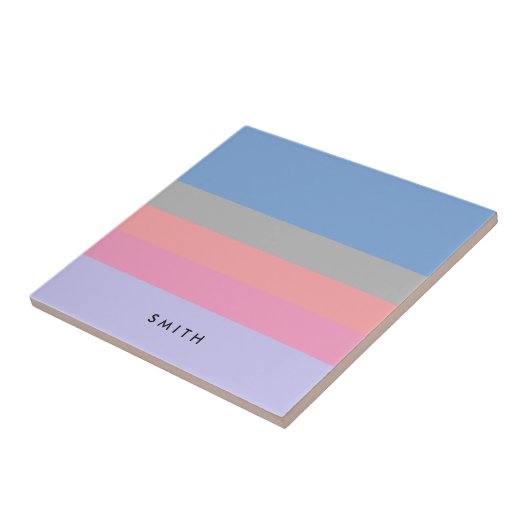 Pastellrosa Korallengraublau lila Farbblock Fliese (Seite)