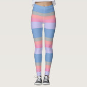 Pastellrosa Korallengraublau lila Farbblock Leggings (Vorderseite)