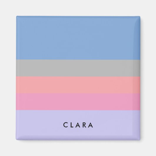 Pastellrosa Korallengraublau lila Farbblock Magnet (Vorne)