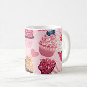 Pastellrosa Kuchen: Vintages Muster. Kaffeetasse (VorderseiteRechts)
