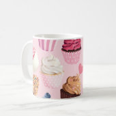 Pastellrosa Kuchen: Vintages Muster. Kaffeetasse (Vorderseite Links)