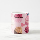 Pastellrosa Kuchen: Vintages Muster. Kaffeetasse (Mittel)