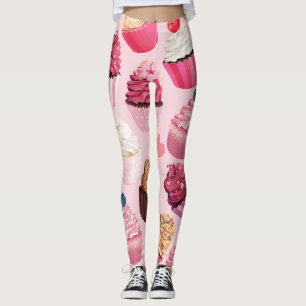 Pastellrosa Kuchen: Vintages Muster. Leggings