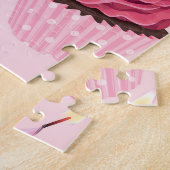 Pastellrosa Kuchen: Vintages Muster. Puzzle (Seite)