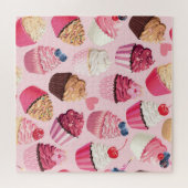 Pastellrosa Kuchen: Vintages Muster. Puzzle (Horizontal)