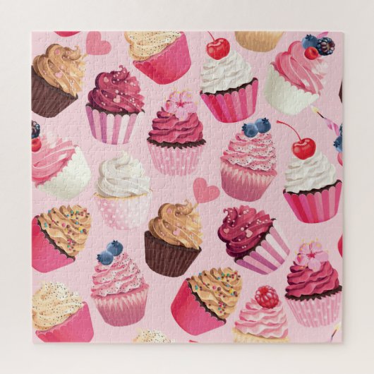 Pastellrosa Kuchen: Vintages Muster. Puzzle (Vertikal)