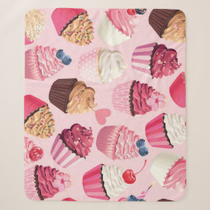 Pastellrosa Kuchen: Vintages Muster. Sherpadecke