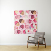 Pastellrosa Kuchen: Vintages Muster. Wandteppich (Beispiel (Horizontal))