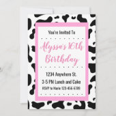 Pastellrosa Kuh Party Einladung drucken (Vorderseite)