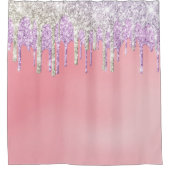 *~* Pastellrosa Lavendel Gold Glitzer Tropfen AP7  Duschvorhang (Vorderseite)