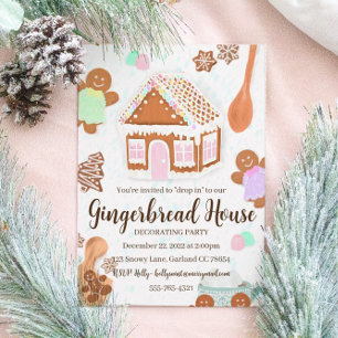 Pastellrosa Lebkuchenhäuschen-Party-Einladung Einladung