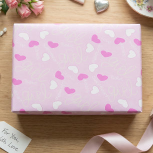 Pastellrosa Liebesherzen Geschenkpapier