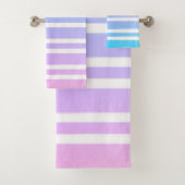 Pastellrosa Lila blauer Pinsel Badhandtuch Set (Insitu)