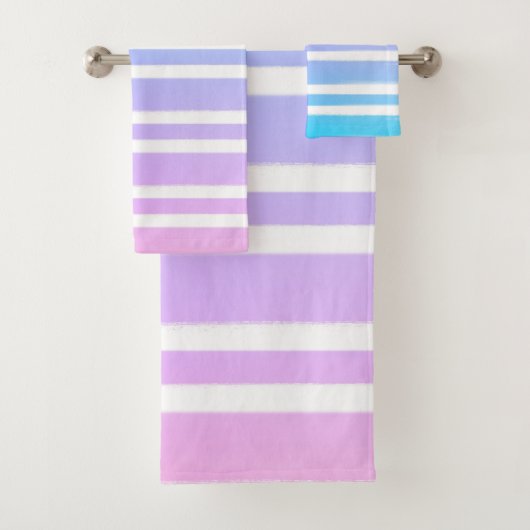 Pastellrosa Lila blauer Pinsel Badhandtuch Set (Insitu)