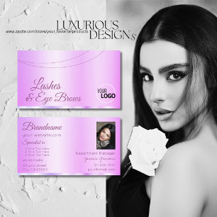 Pastellrosa Lila Glamour mit Logos und Foto Visitenkarte