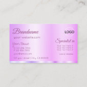 Pastellrosa Lila glamourös mit Logo Elegant Visitenkarte (Rückseite)