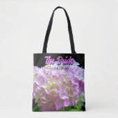 Pastellrosa lila Hydrangeas-Blume Braun Tasche (Vorderseite)