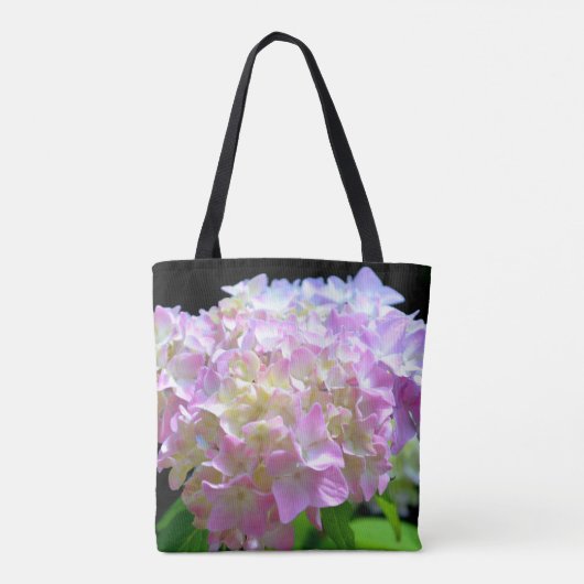 Pastellrosa lila Hydrangeas-Blume Braun Tasche (Rückseite)