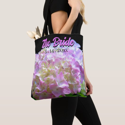 Pastellrosa lila Hydrangeas-Blume Braun Tasche (Von Nahem)