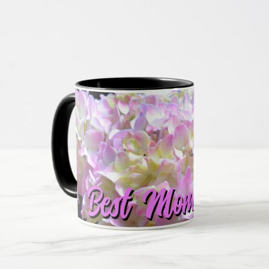 Pastellrosa lila Hydrangeas Blume Mama Tasse (Vorderseite Links)