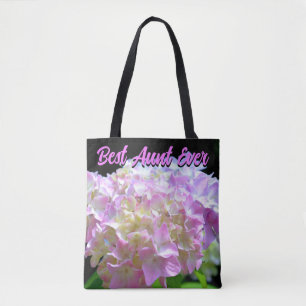 Pastellrosa lila Hydrangeas Blume Tante Tasche