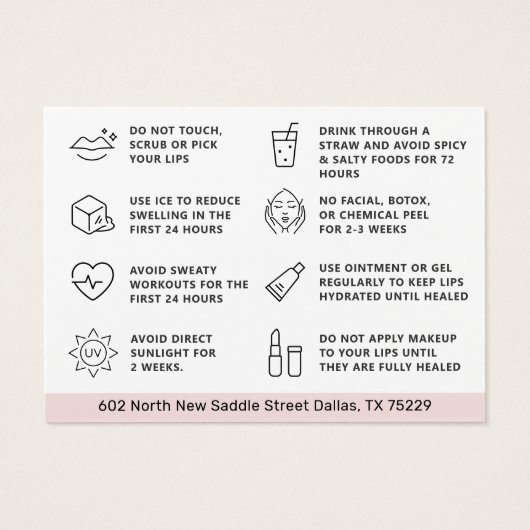 Pastellrosa Lippe Blush Lip Tätowier Aftercare Car (Rückseite)