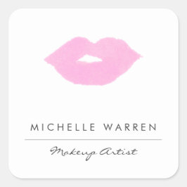 Pastellrosa Lippen Wasserfarben Makeup Artist Quadratischer Aufkleber