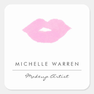 Pastellrosa Lippen Wasserfarben Makeup Artist Quadratischer Aufkleber