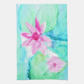 Pastellrosa Lotus Blume Wasserfarben Geschirrtuch (Vertikal)