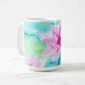 Pastellrosa Lotus Blume Wasserfarben Kaffeetasse (Vorderseite Links)