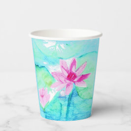 Pastellrosa Lotus Blume Wasserfarben Pappbecher