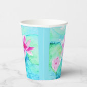 Pastellrosa Lotus Blume Wasserfarben Pappbecher (Rechts)
