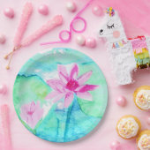 Pastellrosa Lotus Blume Wasserfarben Pappteller (Party)
