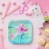 Pastellrosa Lotus Blume Wasserfarben Pappteller (Party)