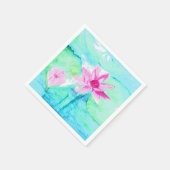 Pastellrosa Lotus Blume Wasserfarben Serviette (Ecke)
