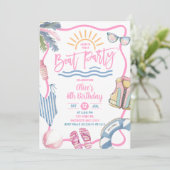 Pastellrosa Mädchen-Boot-Party Geburtstag Einladung (Stehend Vorderseite)