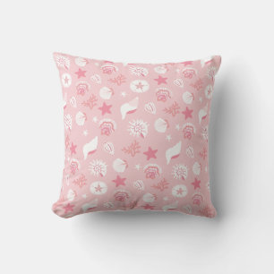 Pastellrosa Meeresmuscheln und Korallen nahtloses Kissen