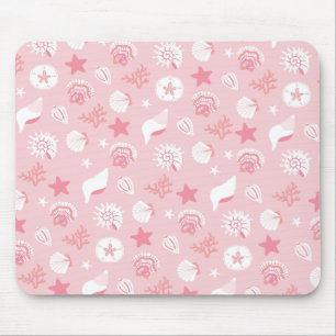 Pastellrosa Meeresmuscheln und Korallen nahtloses Mousepad