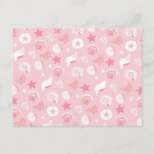 Pastellrosa Meeresmuscheln und Korallen nahtloses Postkarte
